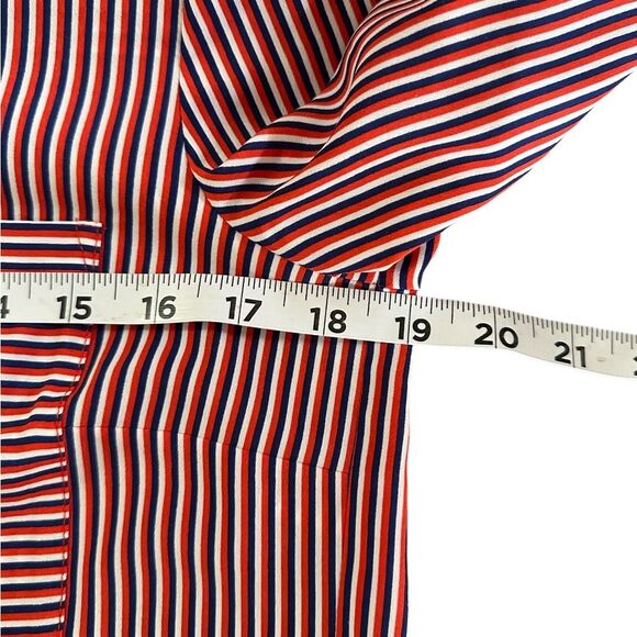 CABI Red White Blue Stripe V-Neck Long Sleeve Top Blouse Women's X-Small - Picture 8 of 9